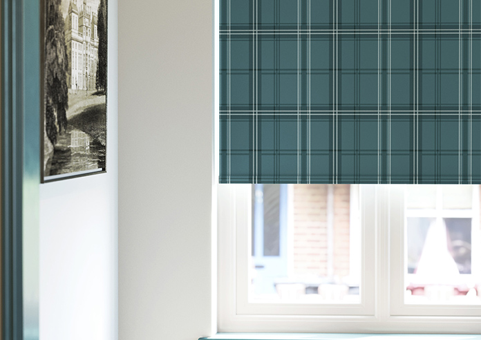 Montrose (Blackout), Tartan Teal - Motorised Roller Blind - Image 5